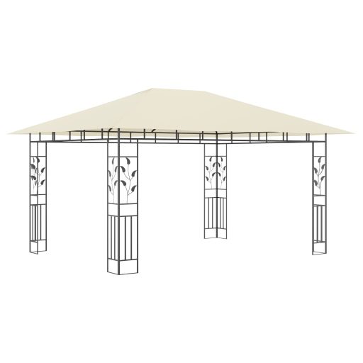 Krémszínű pavilon szúnyoghálóval 4 x 3 x 2,73 m 180 g/m²