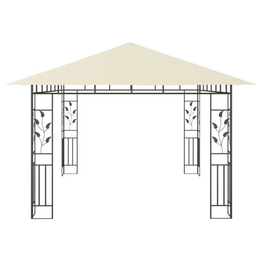 Krémszínű pavilon szúnyoghálóval 4 x 3 x 2,73 m 180 g/m²