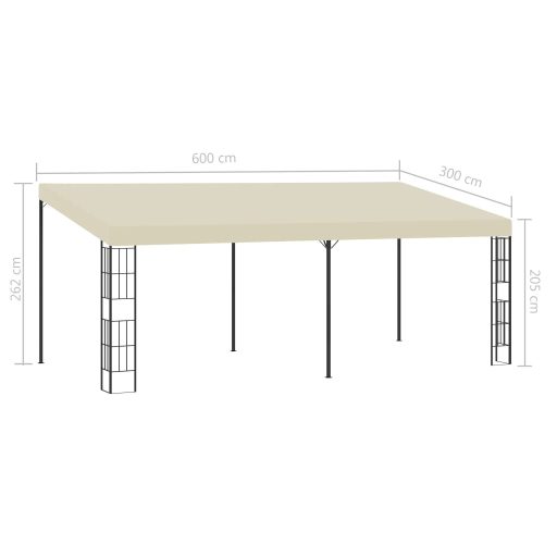 Krémszínű falra szerelhető szövetpavilon 3 x 6 m