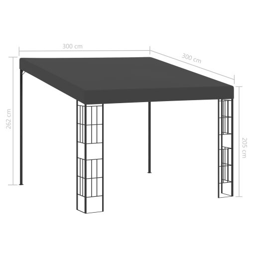 Antracitszürke falra szerelhető szövetpavilon 3 x 3 m