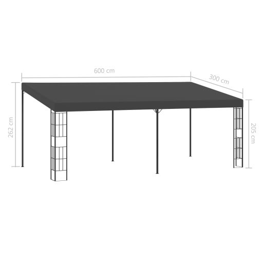 Antracitszürke falra szerelhető szövetpavilon 3 x 6 m