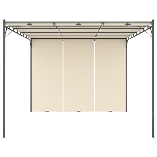Krémszínű kerti pavilon oldalfüggönnyel 4 x 3 x 2,25 m