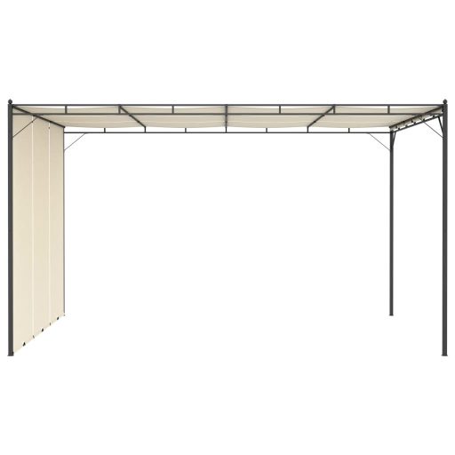 Krémszínű kerti pavilon oldalfüggönnyel 4 x 3 x 2,25 m