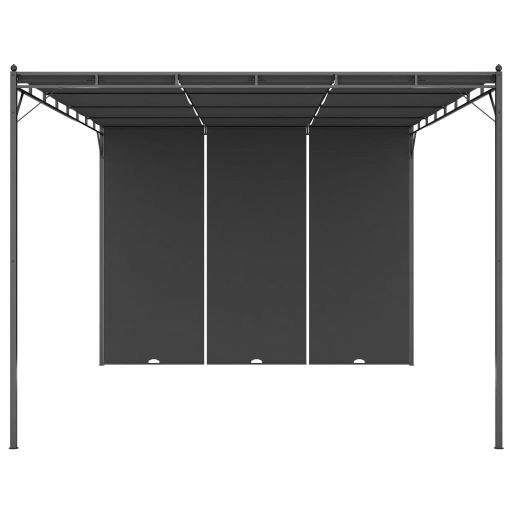 Antracitszürke kerti pavilon oldalfüggönnyel 4 x 3 x 2,25 m