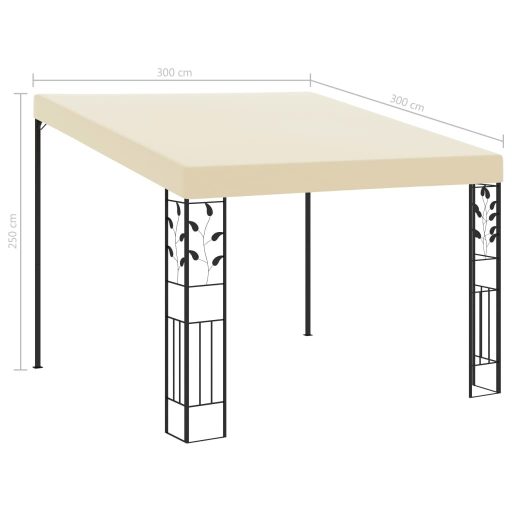 Krémszínű falra szerelhető pavilon 3 x 3 x 2,5 m