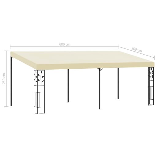 Krémszínű falra szerelhető pavilon 6 x 3 x 2,5 m