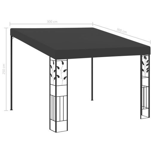 Antracitszürke falra szerelhető pavilon 3 x 3 x 2,5 m