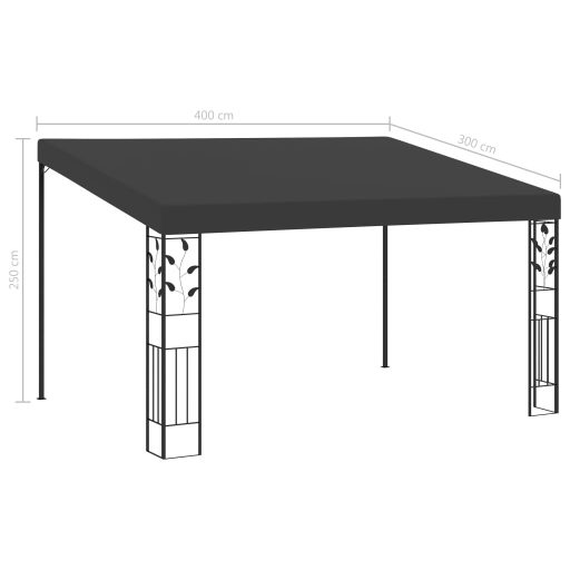 Antracitszürke falra szerelhető pavilon 4 x 3 x 2,5 m