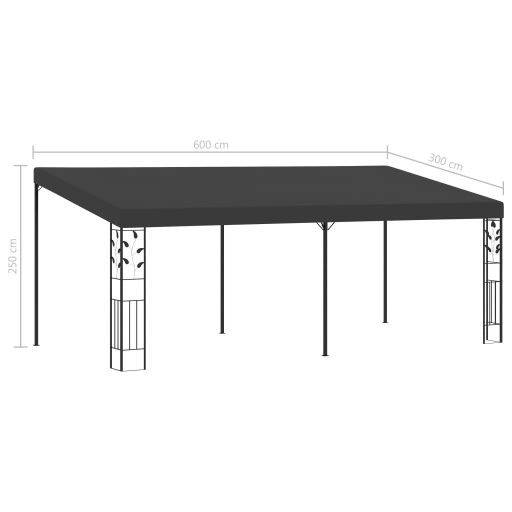 Antracitszürke falra szerelhető pavilon 6 x 3 x 2,5 m