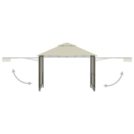 Krémszínű pavilon dupla kibővített tetővel 3x3x2,75 m 180 g/m²