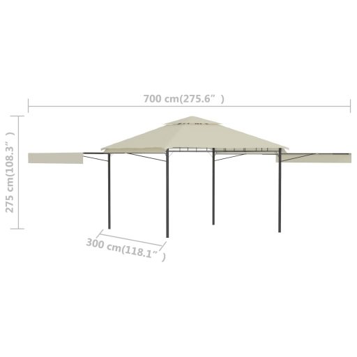 Krémszínű pavilon dupla kibővített tetővel 3x3x2,75 m 180 g/m²
