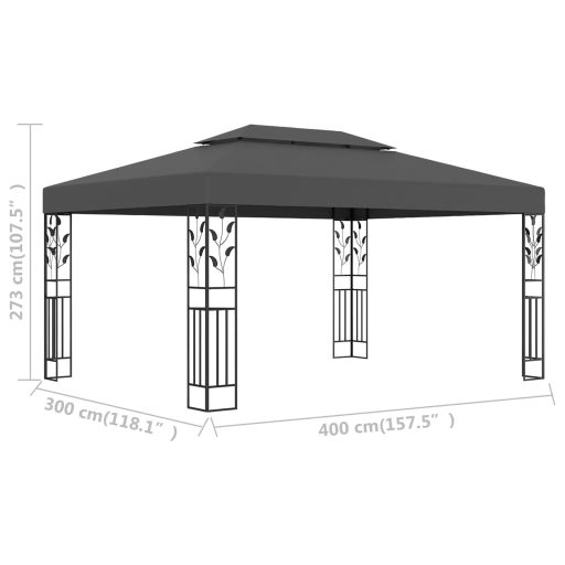 Antracitszürke dupla tetős pavilon 3 x 4 m