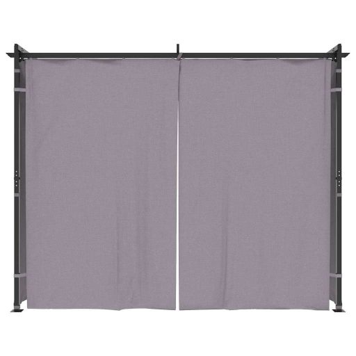 Antracitszürke acélpavilon függönyökkel 3 x 3 m