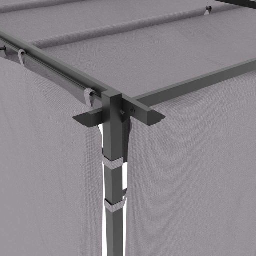 Antracitszürke acélpavilon függönyökkel 3 x 3 m