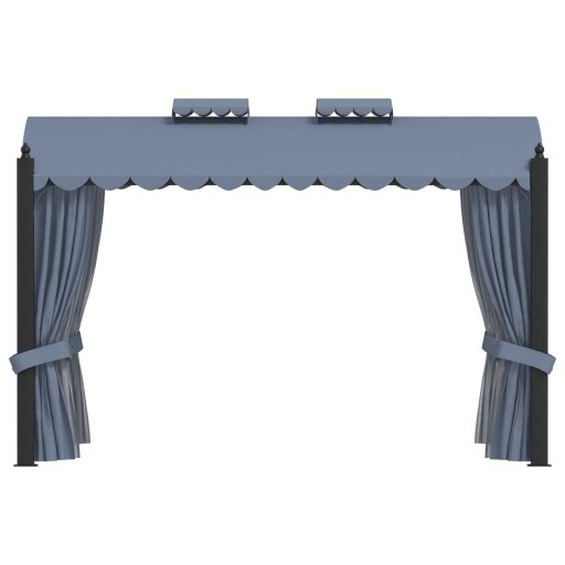 Antracitszürke acélpavilon függönyökkel 3 x 4 m