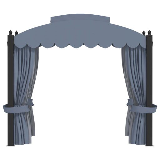 Antracitszürke acélpavilon függönyökkel 3 x 4 m