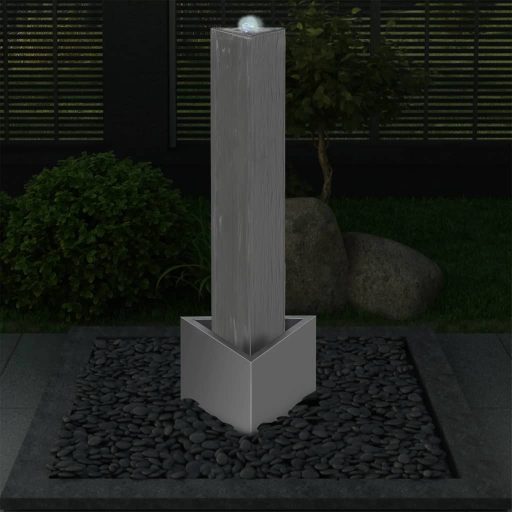 Ezüstszínű rozsdamentes acél kerti szökőkút 37,7x32,6x110 cm