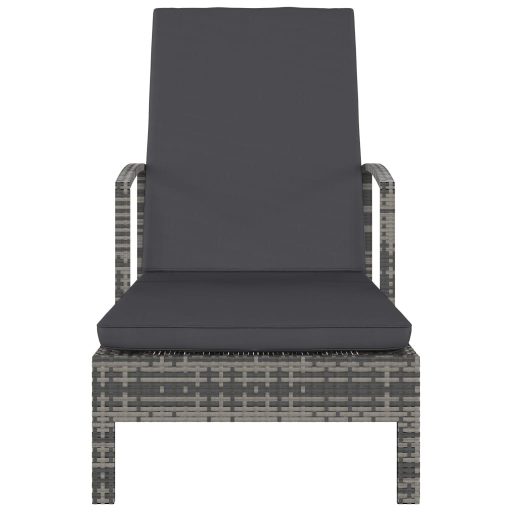 Szürke polyrattan karfás napozóágy
