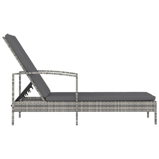 Szürke polyrattan karfás napozóágy