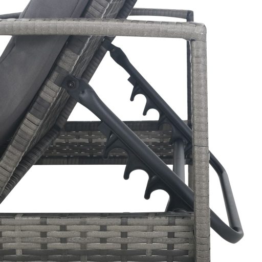 Szürke polyrattan karfás napozóágy