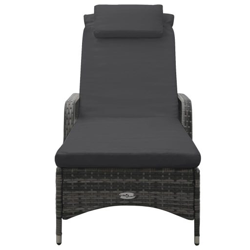 Szürke polyrattan napozóágy kerekekkel