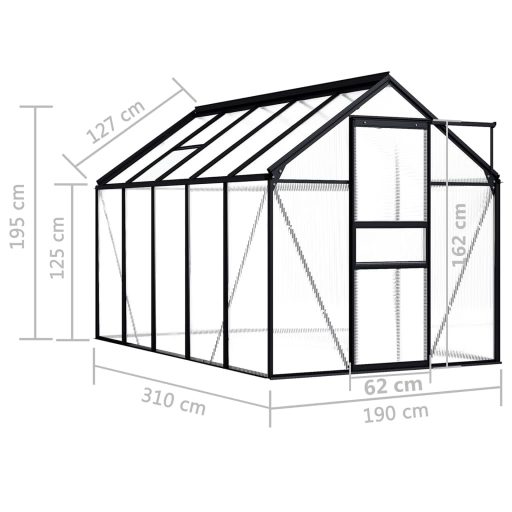 Antracitszürke alumínium melegház 5,89 m²