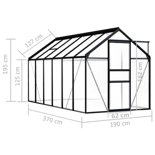 Antracitszürke alumínium melegház 7,03 m²