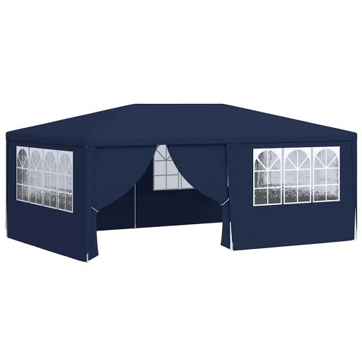 Kék rendezvénysátor oldalfalakkal 4 x 6 m 90 g/m²
