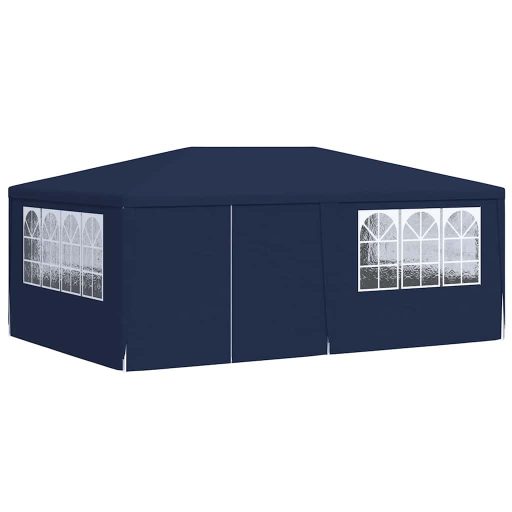 Kék rendezvénysátor oldalfalakkal 4 x 6 m 90 g/m²