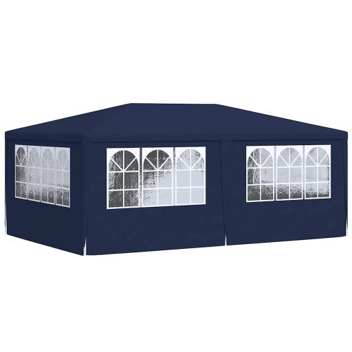 Kék rendezvénysátor oldalfalakkal 4 x 6 m 90 g/m²
