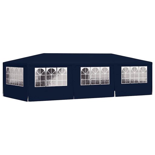 Kék rendezvénysátor oldalfalakkal 4 x 9 m 90 g/m²