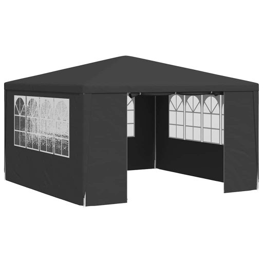 Antracitszürke rendezvénysátor oldalfalakkal 4 x 4 m 90 g/m²