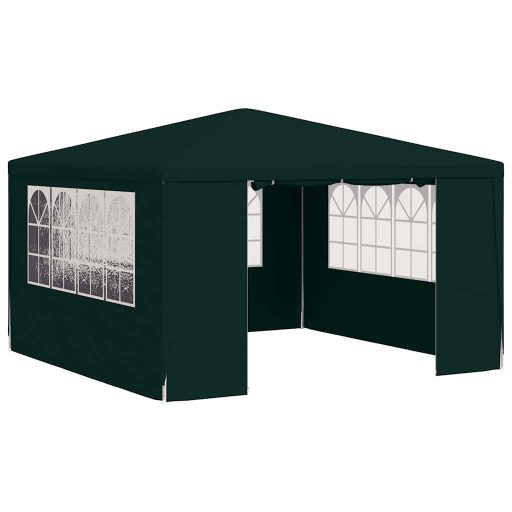Zöld rendezvénysátor oldalfalakkal 4 x 4 m 90 g/m²