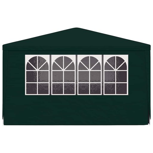 Zöld rendezvénysátor oldalfalakkal 4 x 4 m 90 g/m²