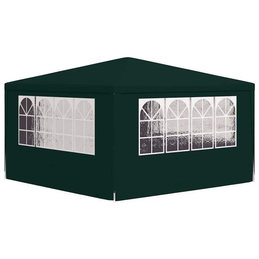 Zöld rendezvénysátor oldalfalakkal 4 x 4 m 90 g/m²