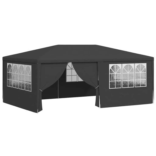 Antracitszürke rendezvénysátor oldalfalakkal 4 x 6 m 90 g/m²