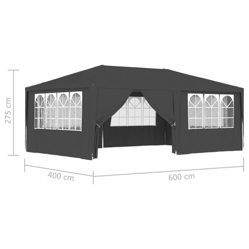 Antracitszürke rendezvénysátor oldalfalakkal 4 x 6 m 90 g/m²