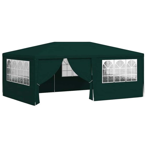 Zöld rendezvénysátor oldalfalakkal 4 x 6 m 90 g/m²