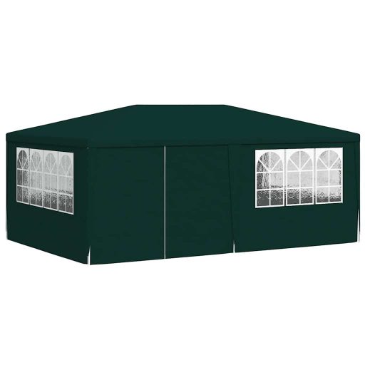 Zöld rendezvénysátor oldalfalakkal 4 x 6 m 90 g/m²