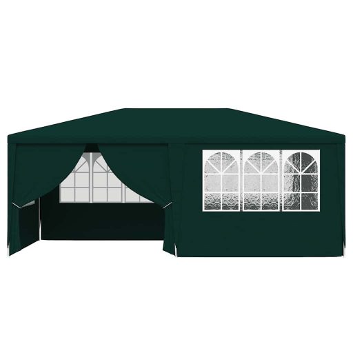 Zöld rendezvénysátor oldalfalakkal 4 x 6 m 90 g/m²