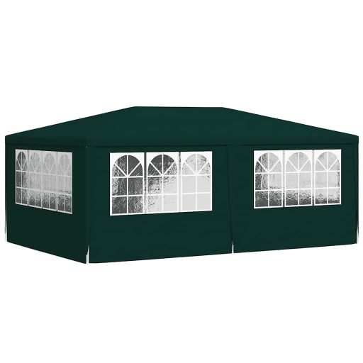Zöld rendezvénysátor oldalfalakkal 4 x 6 m 90 g/m²