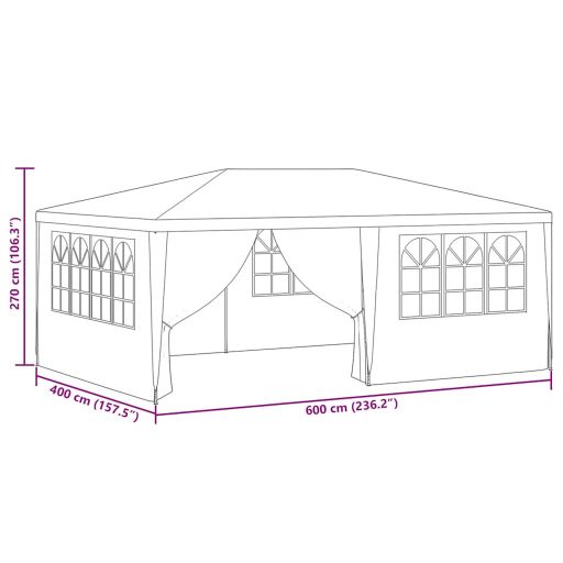 Zöld rendezvénysátor oldalfalakkal 4 x 6 m 90 g/m²