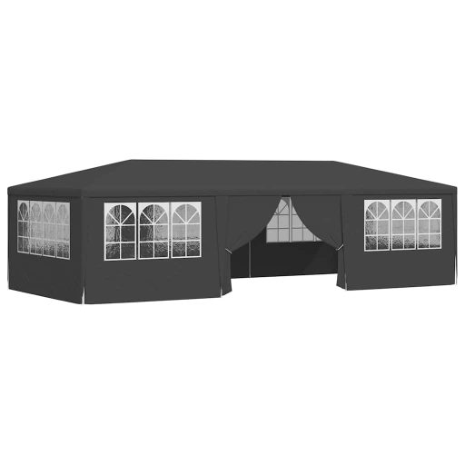 Antracitszürke rendezvénysátor oldalfalakkal 4 x 9 m 90 g/m²