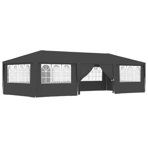 Antracitszürke rendezvénysátor oldalfalakkal 4 x 9 m 90 g/m²