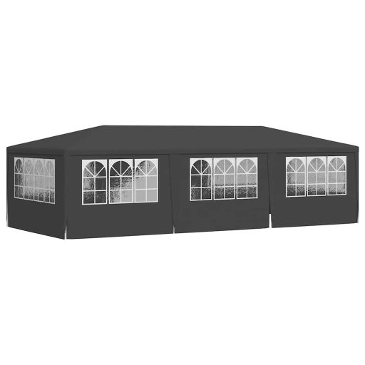 Antracitszürke rendezvénysátor oldalfalakkal 4 x 9 m 90 g/m²