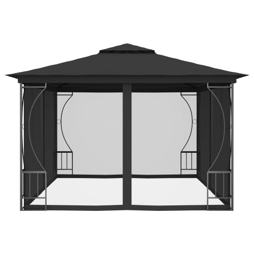 Antracitszürke pavilon hálóval 300 x 400 x 265 cm
