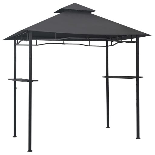 Antracitszürke acél grillpavilon 240 x 150 x 255 cm