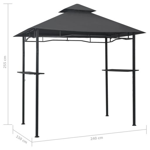 Antracitszürke acél grillpavilon 240 x 150 x 255 cm
