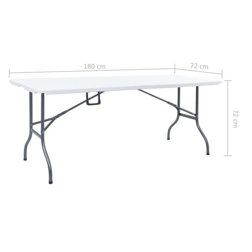 Fehér HDPE összecsukható kerti asztal 180 x 72 x 72 cm