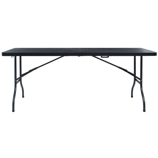 Fekete HDPE rattan szerű összecsukható kerti asztal 180x75x72cm